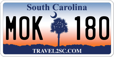 SC license plate MOK180