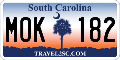 SC license plate MOK182