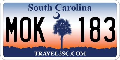 SC license plate MOK183