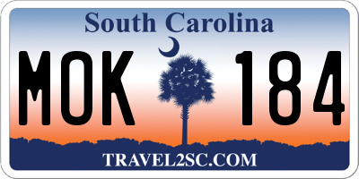 SC license plate MOK184