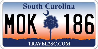 SC license plate MOK186