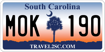 SC license plate MOK190