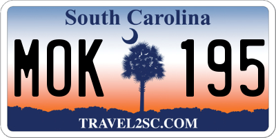 SC license plate MOK195