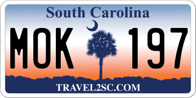 SC license plate MOK197