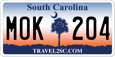 SC license plate MOK204