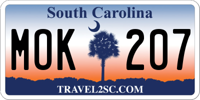 SC license plate MOK207