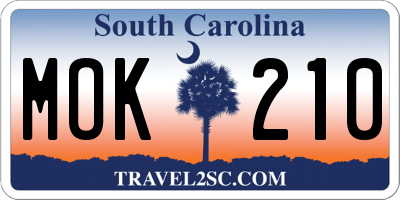 SC license plate MOK210