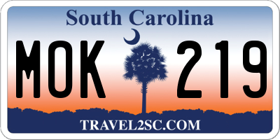 SC license plate MOK219