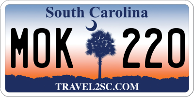 SC license plate MOK220