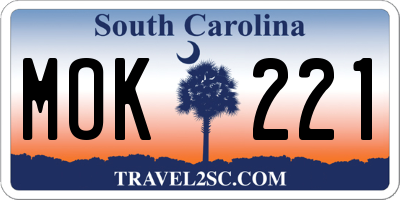 SC license plate MOK221