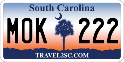 SC license plate MOK222