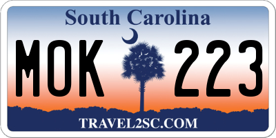 SC license plate MOK223