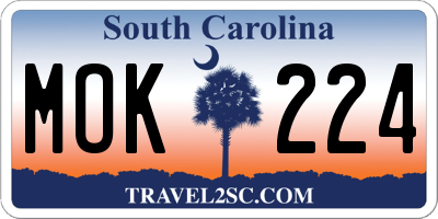 SC license plate MOK224