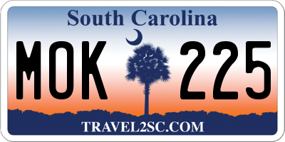 SC license plate MOK225