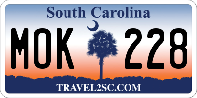 SC license plate MOK228