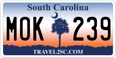 SC license plate MOK239