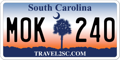SC license plate MOK240