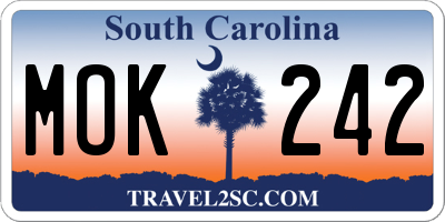 SC license plate MOK242