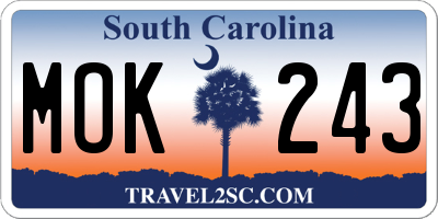 SC license plate MOK243