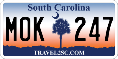 SC license plate MOK247
