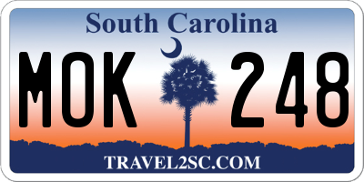 SC license plate MOK248