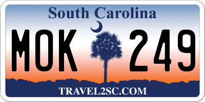 SC license plate MOK249