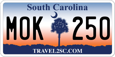 SC license plate MOK250