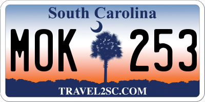 SC license plate MOK253