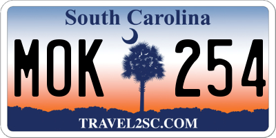 SC license plate MOK254