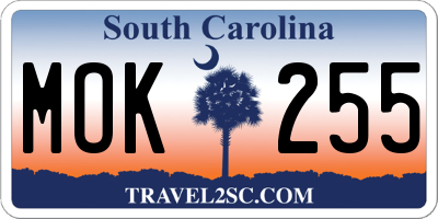 SC license plate MOK255