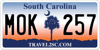 SC license plate MOK257
