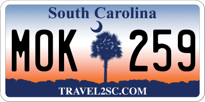 SC license plate MOK259
