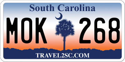 SC license plate MOK268