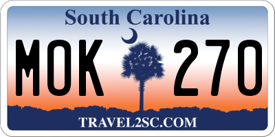 SC license plate MOK270