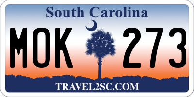 SC license plate MOK273