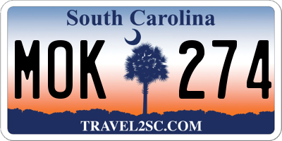 SC license plate MOK274