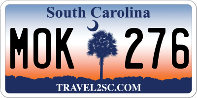 SC license plate MOK276