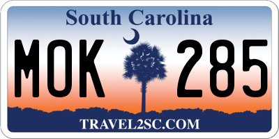 SC license plate MOK285