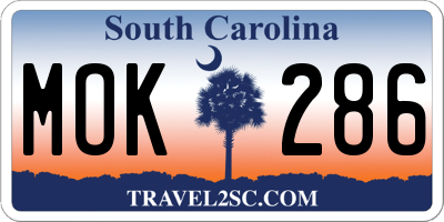 SC license plate MOK286