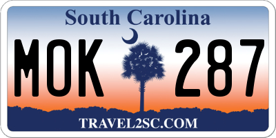 SC license plate MOK287