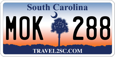SC license plate MOK288
