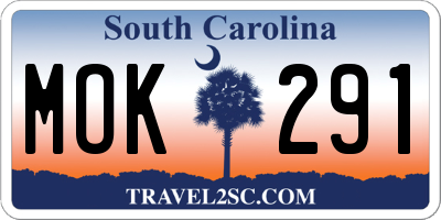 SC license plate MOK291