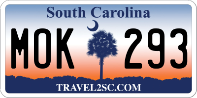 SC license plate MOK293