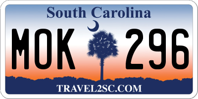 SC license plate MOK296