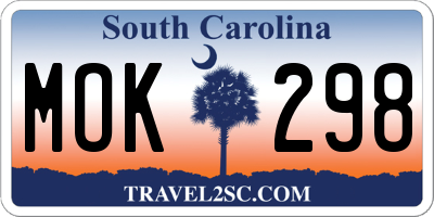 SC license plate MOK298