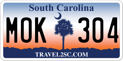 SC license plate MOK304