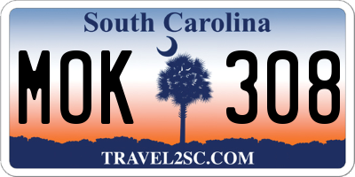 SC license plate MOK308