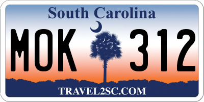 SC license plate MOK312