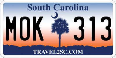 SC license plate MOK313