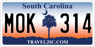 SC license plate MOK314